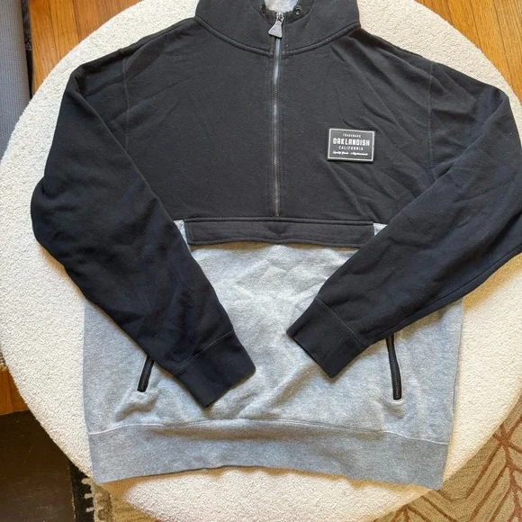 Oaklandish Quarter-Zip Sweatshirt Black and Gray Size Large - Picture 1 of 6